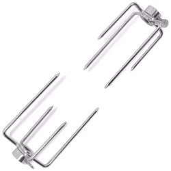 vidaXL 2x BBQ Rotisserie Spit Forks Steel Roast Barbeque Rods Accessory Tool