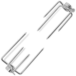 vidaXL 2x BBQ Rotisserie Spit Forks Steel Roast Barbeque Rods Accessory Tool