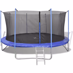 VidaXL Five Piece Trampoline Set 4.26 m, Above ground trampoline, Round, 150 kg, Safety net, Stainless steel, Black, Blue