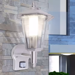 vidaXL Outdoor Uplight Wall Lantern with Sensor Stainless Steel Security Light