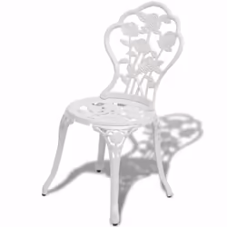 vidaXL 3 Piece Bistro Set White Cast Aluminium Garden Furniture Table Chair - Additional view 4