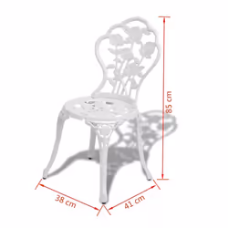 vidaXL 3 Piece Bistro Set White Cast Aluminium Garden Furniture Table Chair - Additional view 7