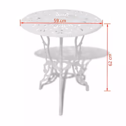 vidaXL 3 Piece Bistro Set White Cast Aluminium Garden Furniture Table Chair - Additional view 8