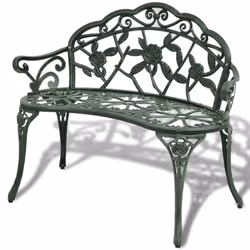 vidaXL Garden Bench 100cm Cast Aluminium Green Outdoor Patio Park Seat Chair