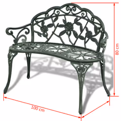 vidaXL Garden Bench 100cm Cast Aluminium Green Outdoor Patio Park Seat Chair