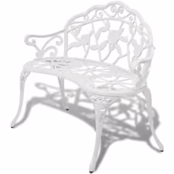 Garden Bench Outdoor Chair Park Seat Furniture White Cast Aluminium 2-seater