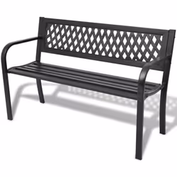 vidaXL Black Steel 2-Person Garden Bench