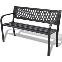 vidaXL Black Steel 2-Person Garden Bench