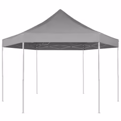 vidaXL Hexagonal Pop-Up Foldable Marquee Grey 3.6x3.1m Gazebo Canopy Tent