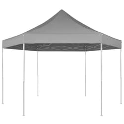 vidaXL Hexagonal Pop-Up Foldable Marquee Grey 3.6x3.1m Gazebo Canopy Tent