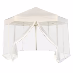vidaXL Hexagonal Pop-Up Marquee with 6 Sidewalls Cream White 3.6x3.1m Gazebo