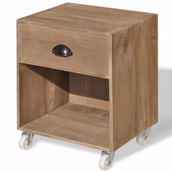 VidaXL Nightstand Brown Solid Wood, Nightstand, Brown, 1 drawer(s), Wood, 1 shelves, 380 mm