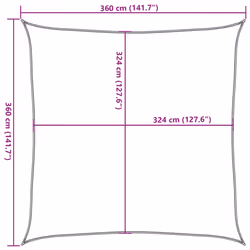 vidaXL Sunshade Sail 160 g/mÂ² HDPE Patio Sunscreen Outdoor Canopy Party Tent - anthracite, 3.6 x 3.6 m - Additional view 3