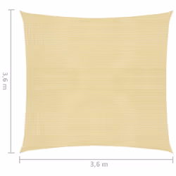vidaXL Sunshade Sail HDPE Square 3.6x3.6m Beige Garden Patio Awning Canopy - Additional view 5