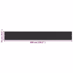 vidaXL Balcony Screen HDPE 75x600cm Anthracite Privacy Garden Panel Sunshade - Additional view 4