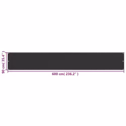 vidaXL Balcony Screen HDPE 90x600cm Anthracite Privacy Garden Panel Sunshade - Additional view 4