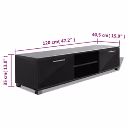 vidaXL TV Hifi Cabinet Sideboard Unit Stand High-Gloss Black MDF TV Stand