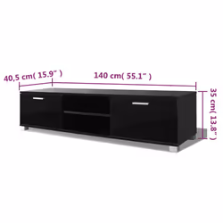 vidaXL TV Hifi Cabinet Sideboard Unit Stand High-Gloss Black Home TV Stand