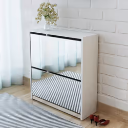 VidaXL Shoe Cabinet 2-Layer Mirror White 63 x 17 x 67 cm