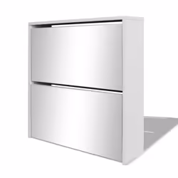 VidaXL Shoe Cabinet 2-Layer Mirror White 63 x 17 x 67 cm