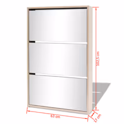 vidaXL Shoe Cabinet 3-Layer Mirror Oak Storage Organiser Pull-down Drawer - Additional view 5