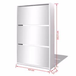 vidaXL 3-Layer Mirrored White Shoe Rack - W63 x H102.5cm - Additional view 3