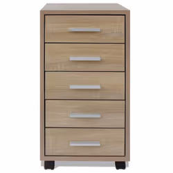 vidaXL Office Drawer Unit with Castors 5 Drawers Oak Side Storage Cabinet