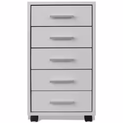 vidaXL Office Drawer Unit with Castors 5 Drawers White Side Storage Cabinet