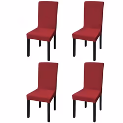 vidaXL 4x Straight Stretchable Chair Cover Bordeaux Universal Seat Slipcover