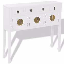 VidaXL Sideboard Chinese Style Solid Wood White, 6 door(s), White, Wood, Wood, Wood, Hinged door