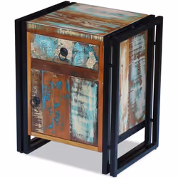 vidaXL Solid Wood Bedside Cabinet Reclaimed Bedroom Nightstand Telephone Stand