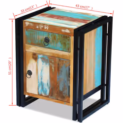 vidaXL Solid Wood Bedside Cabinet Reclaimed Bedroom Nightstand Telephone Stand