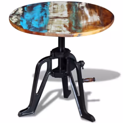 Side End Coffee Table Solid Reclaimed Wood Living Room Cast Iron 60x(42-63) cm - Additional view 6