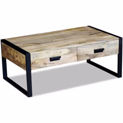 vidaXL Solid Mango Wood Coffee Table with 2 Drawers 100x60x40cm Living Room - Additional view 4