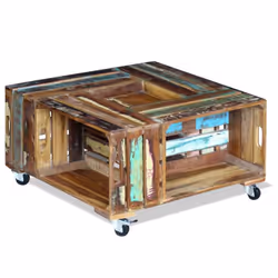 Coffee Table Desk Stand Solid Reclaimed Recycled Wood 70x70x35 cm Living Room