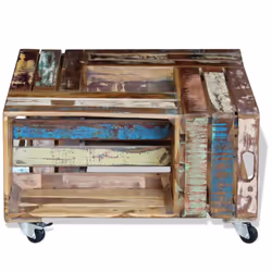Coffee Table Desk Stand Solid Reclaimed Recycled Wood 70x70x35 cm Living Room - Additional view 5