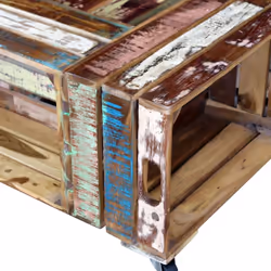 Coffee Table Desk Stand Solid Reclaimed Recycled Wood 70x70x35 cm Living Room - Additional view 8