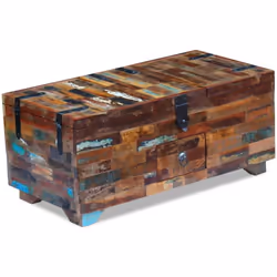 vidaXL Coffee Table Desk Box Chest Furniture Solid Reclaimed Wood 80x40x35 cm