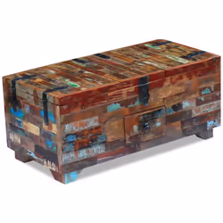 vidaXL Coffee Table Desk Box Chest Furniture Solid Reclaimed Wood 80x40x35 cm