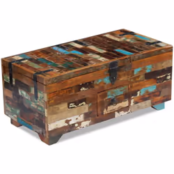vidaXL Coffee Table Desk Box Chest Furniture Solid Reclaimed Wood 80x40x35 cm - Additional view 4