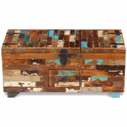 vidaXL Coffee Table Desk Box Chest Furniture Solid Reclaimed Wood 80x40x35 cm - Additional view 5