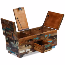 vidaXL Coffee Table Desk Box Chest Furniture Solid Reclaimed Wood 80x40x35 cm - Additional view 6