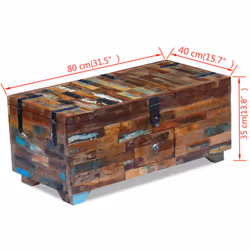 vidaXL Coffee Table Desk Box Chest Furniture Solid Reclaimed Wood 80x40x35 cm - Additional view 8