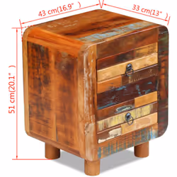 vidaXL Solid Wood Night Cabinet Reclaimed 43x33x51 cm Nightstand End Table - Additional view 3