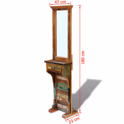 vidaXL Hall Makeup Mirror w/ Drawer Standing Solid Reclaimed Wood 47x23x180 cm - Additional view 3