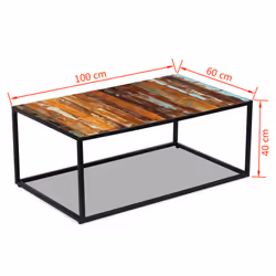vidaXL Coffee Table Desk Furniture Home Decor Solid Reclaimed Wood 100x60x40 cm - Additional view 7