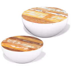 vidaXL Two Piece Bowl Shaped Coffee Table Set Solid Reclaimed Wood 2 Colours - white - Additional view 2