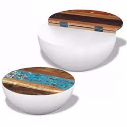 vidaXL Two Piece Bowl Shaped Coffee Table Set Solid Reclaimed Wood 2 Colours - white - Additional view 5