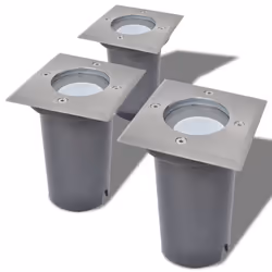 vidaXL 3x Outdoor LED Ground Lights Square Garden Patio Floor Decking Lighting - Additional view 3