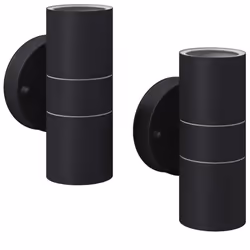 vidaXL 2x Outdoor LED Wall Lights Stainless Steel Up/Downwards Black Lamp
